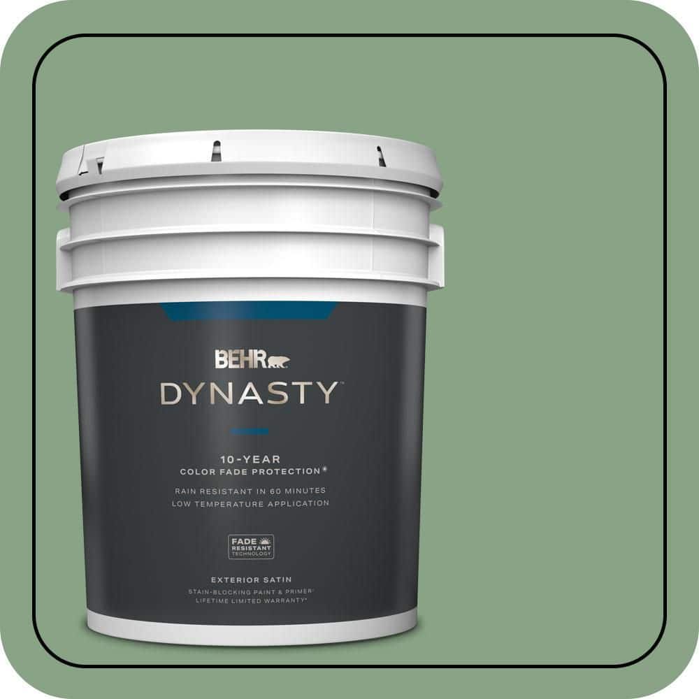 BEHR DYNASTY 5 gal. #S400-5 Gallery Green Satin Enamel Exterior Stain-Blocking Paint & Primer