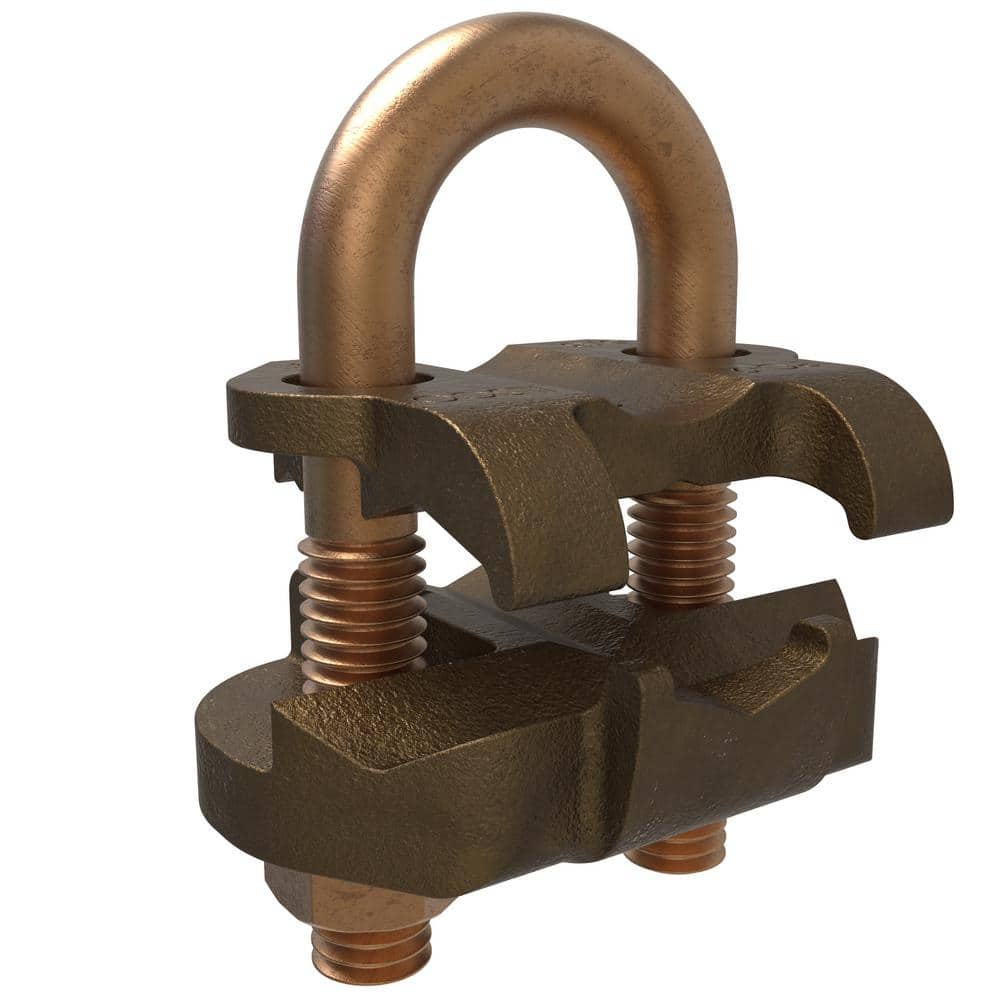 ILSCO Permaground Copper U-Bolt Ground Clamp, Conductor Range 250-2/0 Sol, Pipe Size 3/8 in.