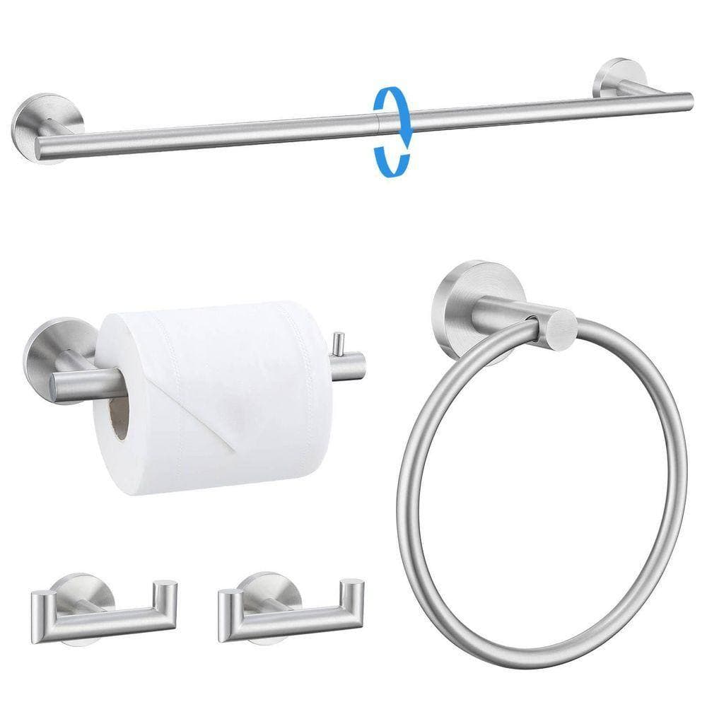 JFVKAF 5-Piece Towel Bar Set Bathroom Hardware with Towel Hooks and Holder Set in Brushed Nickel Stainless Steel (3)