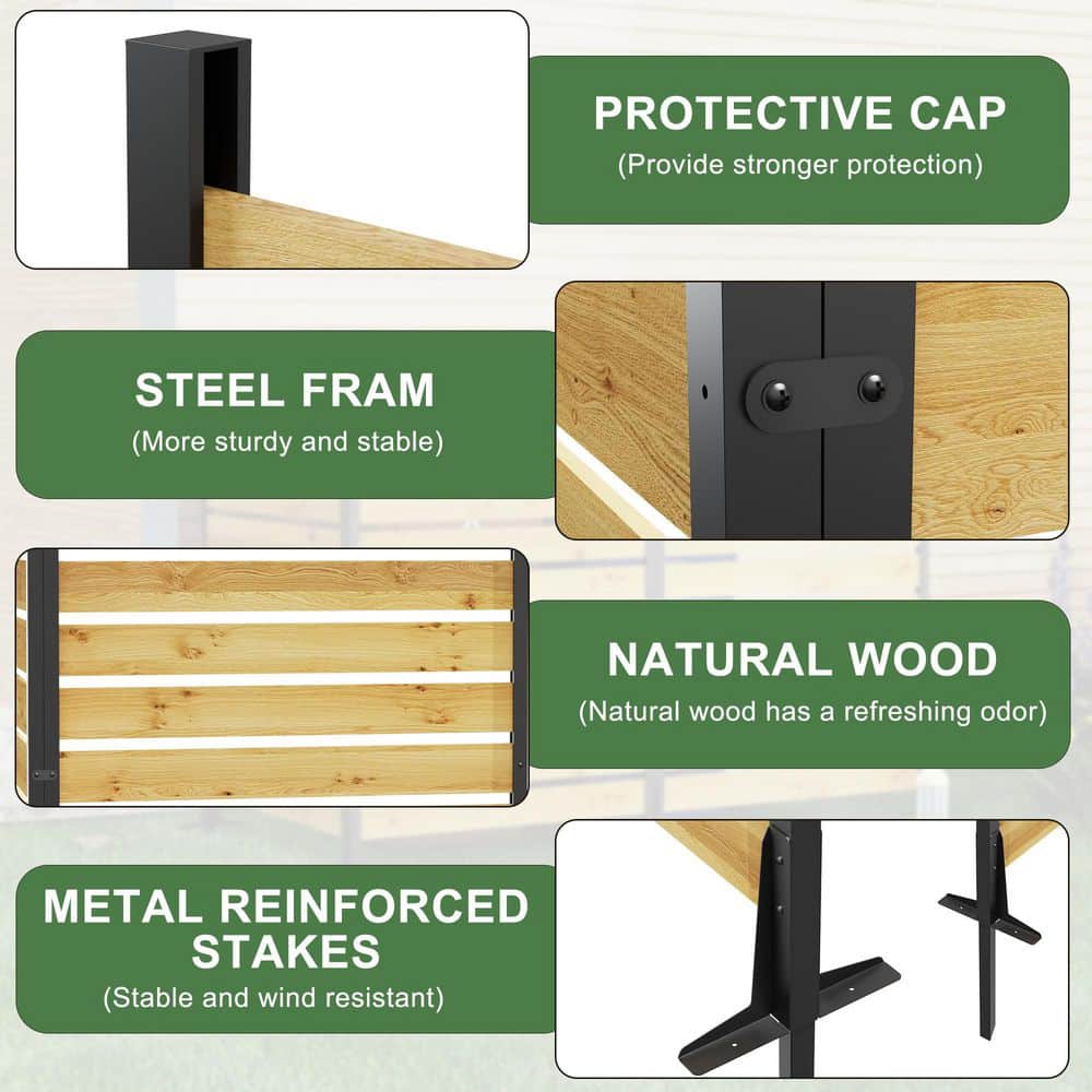 cadeninc 3.21ft. x 6.07 ft. Cedar Wood Outdoor Privacy Screen Fence Panels for Pool Equipment Enclosure Trash Can (Not Composite) (3)
