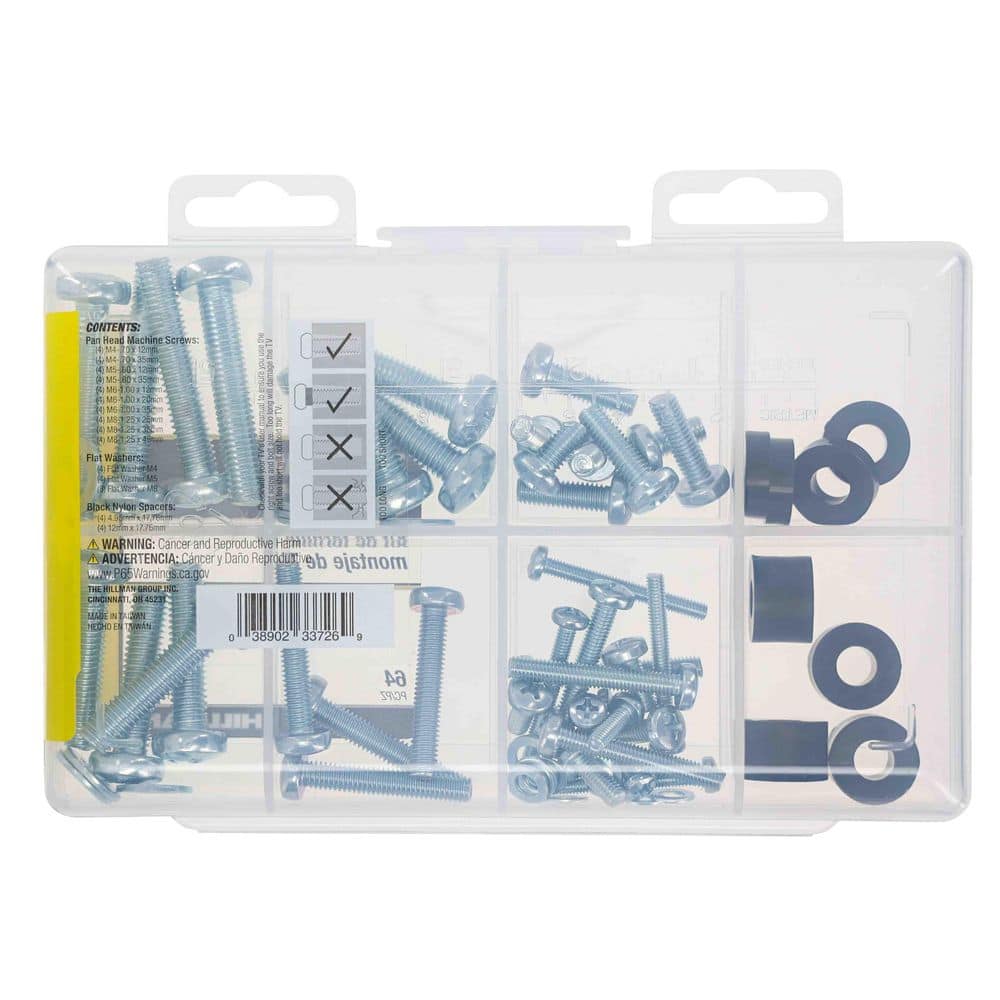 Hillman Zinc TV Mounting Screw Assortment Kit (64-Pack) (2)