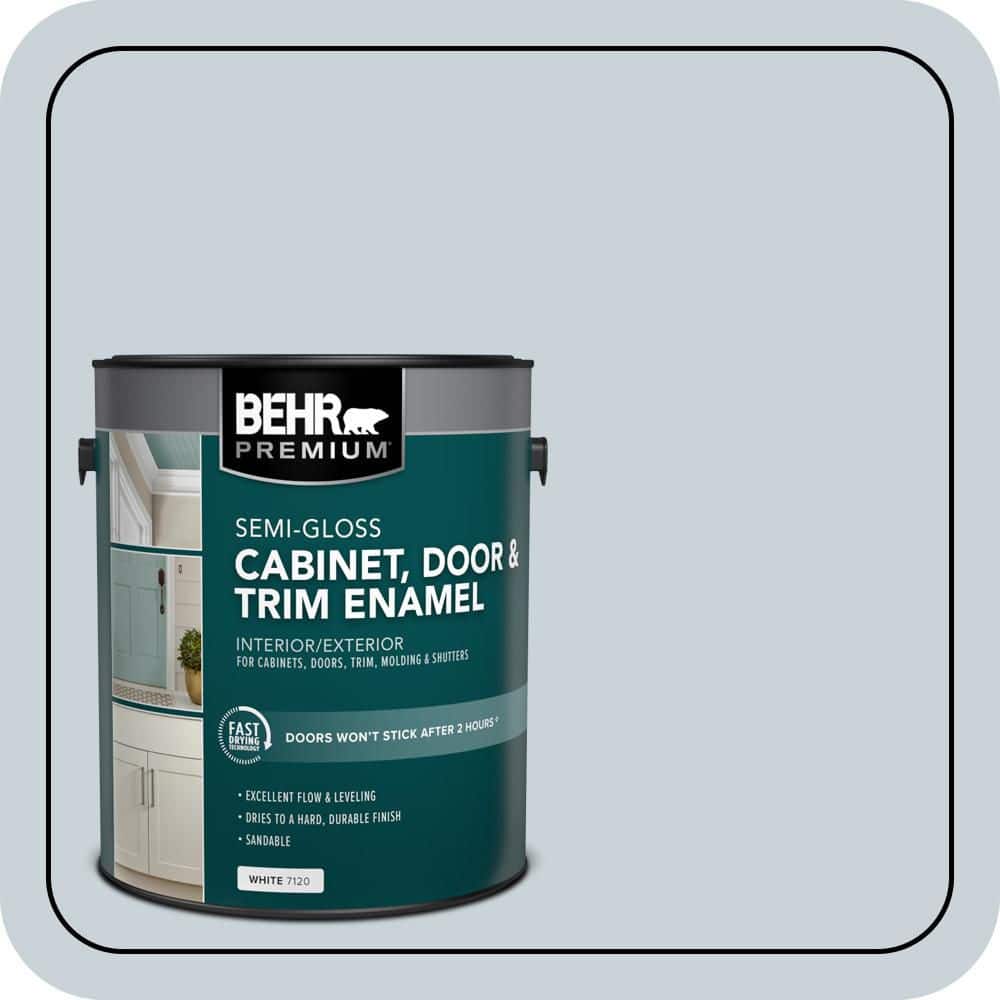BEHR PREMIUM 1 gal. #N480-1 Light Drizzle Semi-Gloss Enamel Interior/Exterior Cabinet, Door & Trim Paint