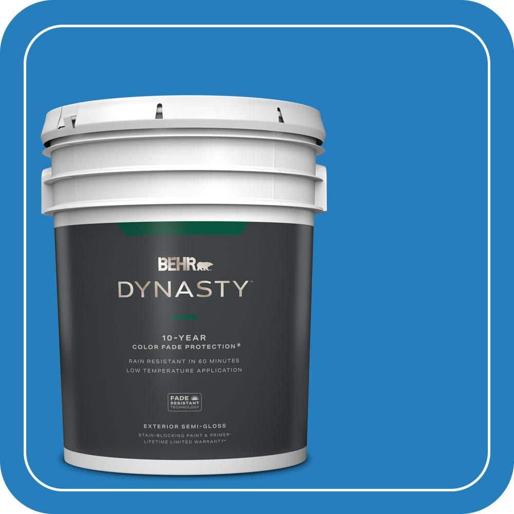 BEHR DYNASTY 5 gal. #P510-6 Brilliant Blue Semi-Gloss Exterior Stain-Blocking Paint & Primer
