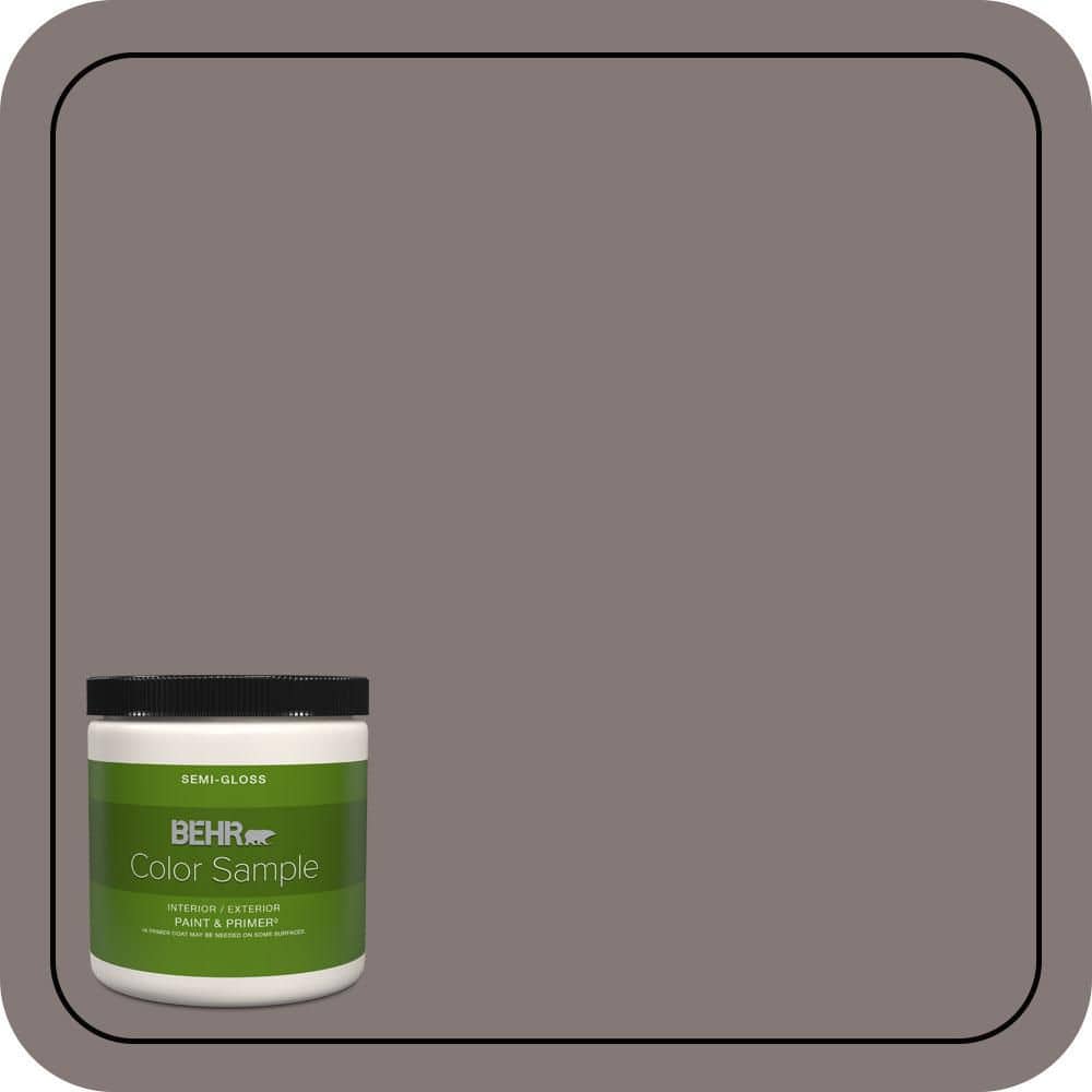 BEHR PREMIUM PLUS 8 oz. #N140-5 Complex Gray Semi-Gloss Interior/Exterior Paint & Primer Color Sample