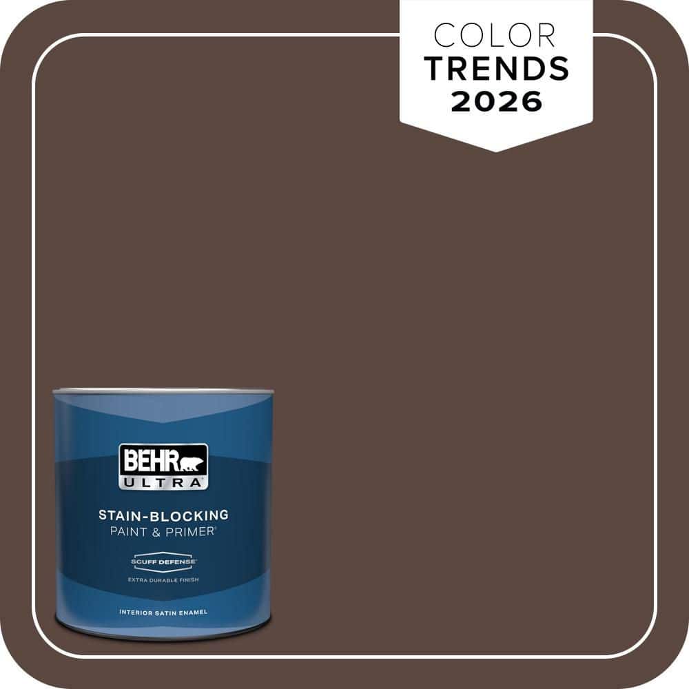 BEHR ULTRA 1 qt. #N170-7 Baronial Brown Extra Durable Satin Enamel Interior Paint & Primer