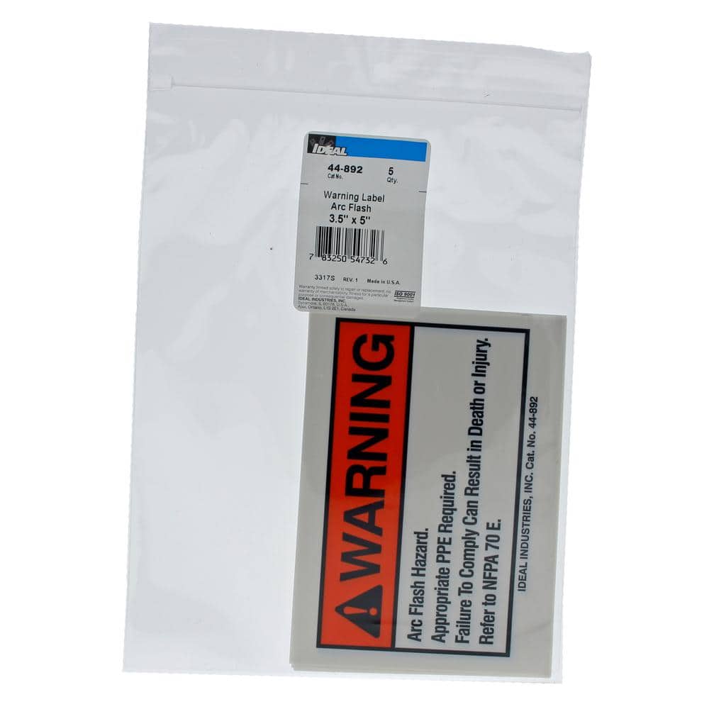 IDEAL 3-1/2 in. x 5 in. NEC Arc Flash Adhesive (Pack of 5) (2)