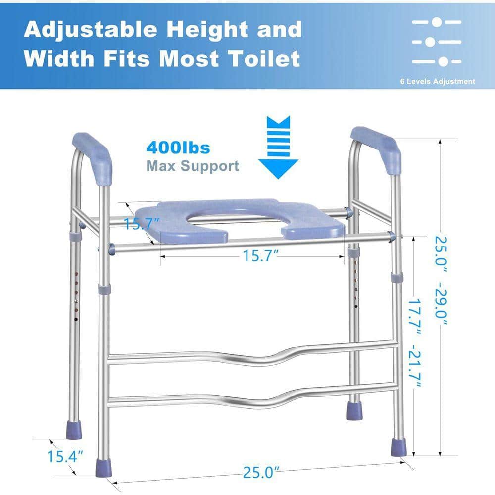 Lynzavix 17.7 in. W x 25 in. L 6 Adjustable Height and Sturdy Elevated Toilet Seat For Elderly, Pregnant and Handicap in Blue (2)