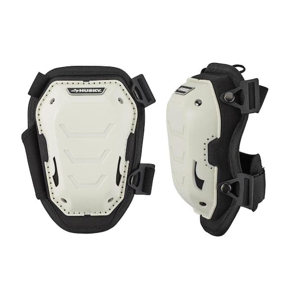 Husky White Foam Memory Foam Hard Cap Knee Pad with Adjustable Straps