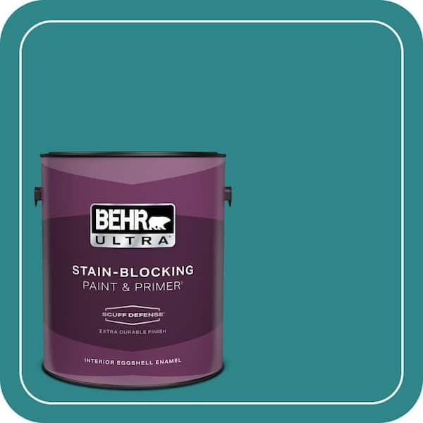 BEHR PREMIUM PLUS #M460-6 Thai Teal One-Coat Hide Enamel Interior Stain-Blocking Paint and Primer (3)