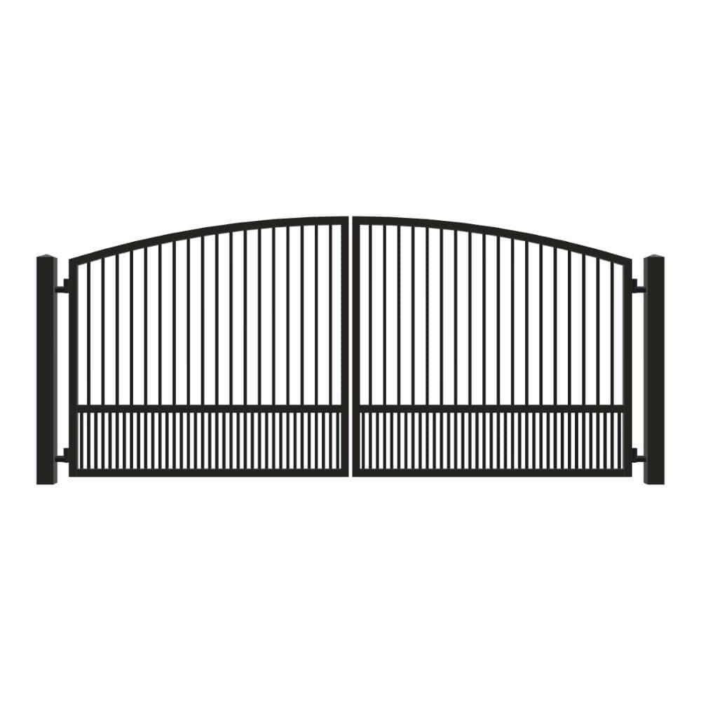Unbranded Driveway Gate — Swing, Center, Arch, Puppy, Black — 166"W x 72"H (1)