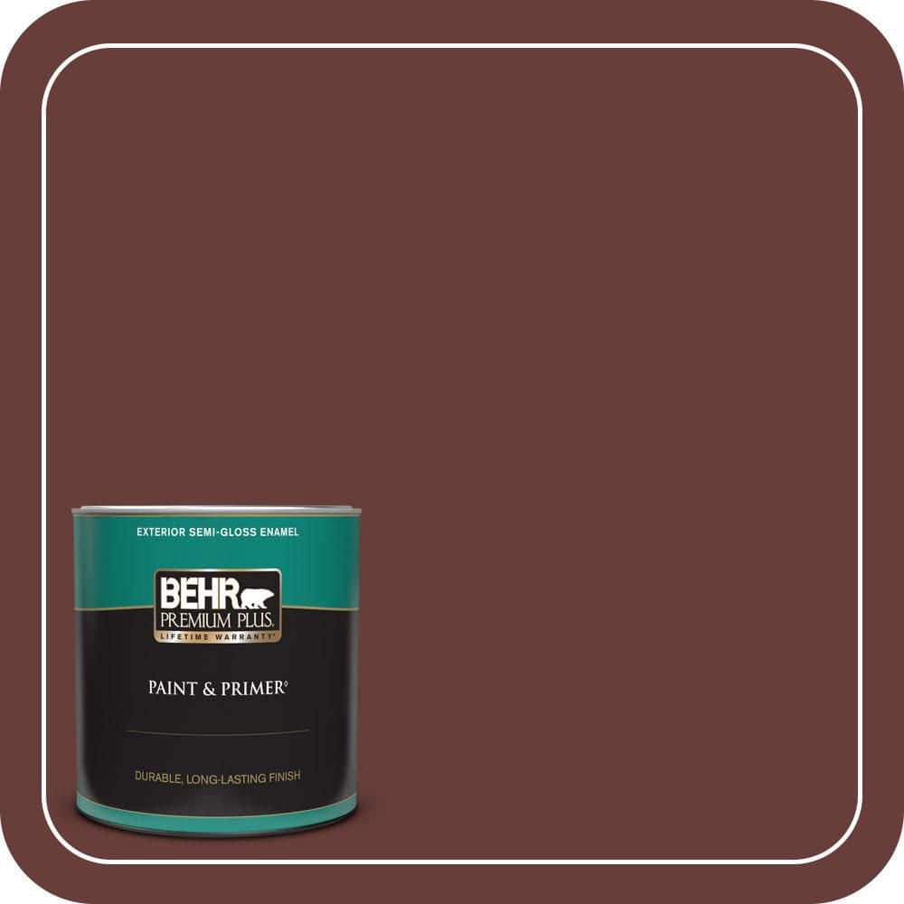 BEHR PREMIUM PLUS 1 qt. #PPU2-01 Chipotle Paste Semi-Gloss Enamel Exterior Paint & Primer