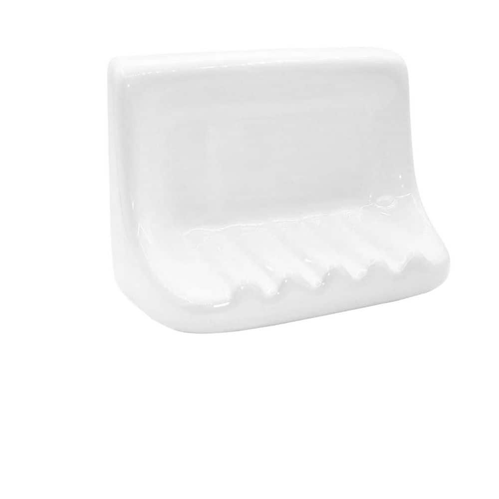 Numhew Wall Mounted Ceramic Soap Dish with Vintage Retro Design for Bathroom Shower Bathtub Sink in White (1)