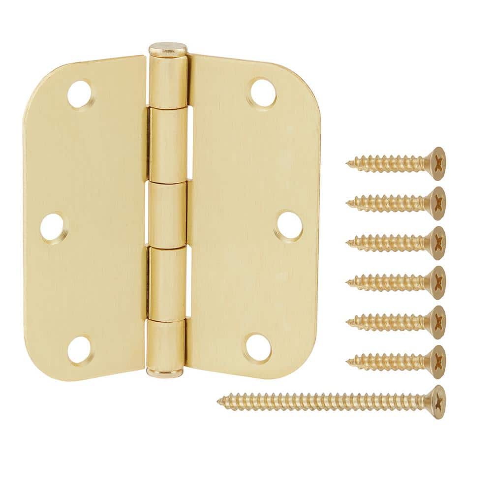 Everbilt 3-1/2 in. x 5/8 in. Radius Satin Brass Squeak-Free Door Hinge