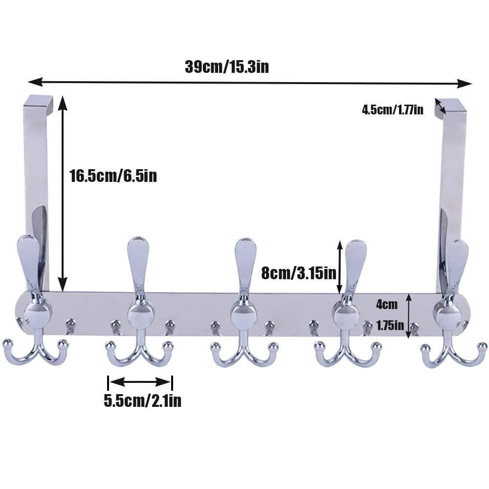 NVNOO 15.3 in. Heavy Duty Over The Door Hooks for Hanging Clothes Hat Towel, Silver (2-Pack) (3)