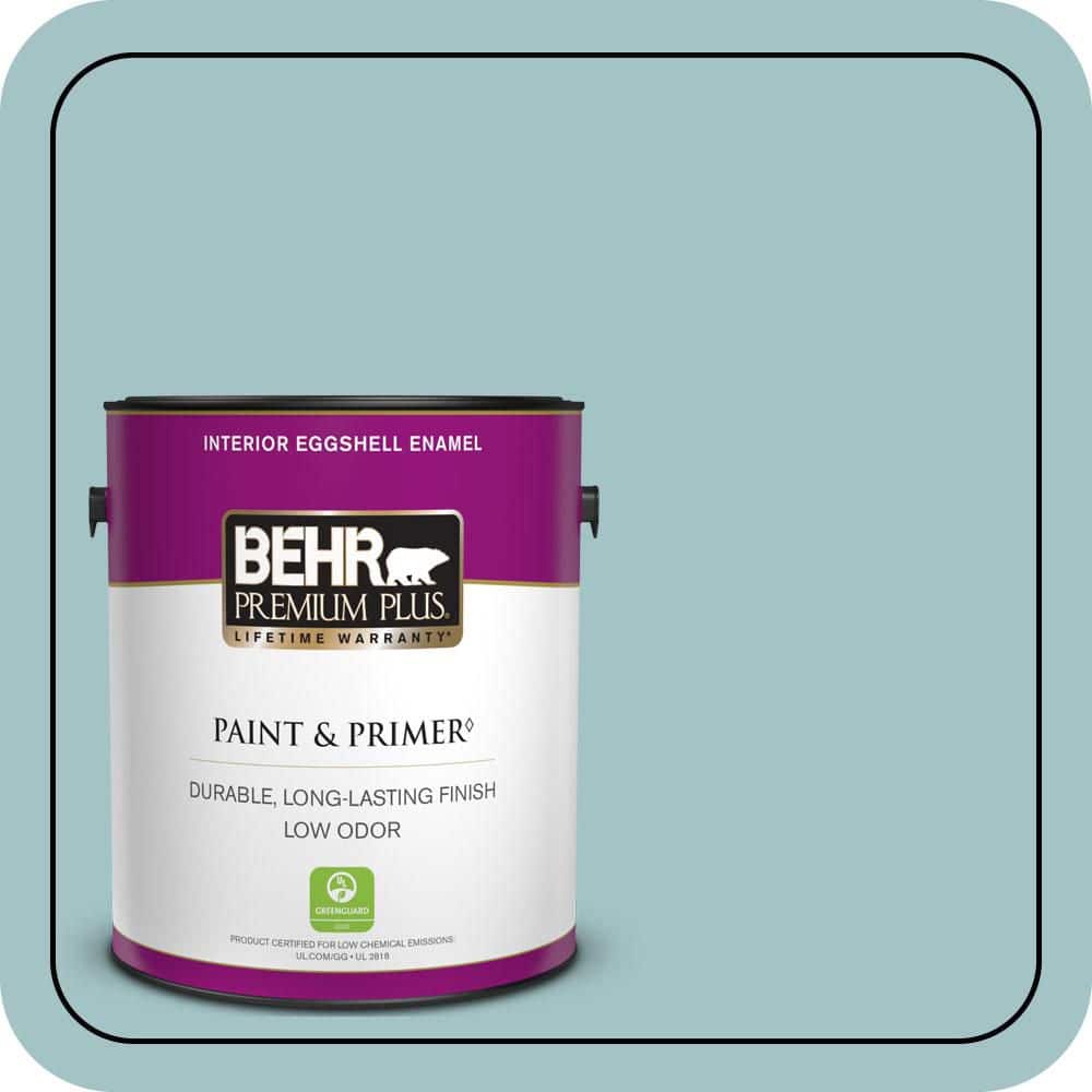 BEHR PREMIUM PLUS 1 gal. #510E-3 Ocean Kiss Eggshell Enamel Low Odor Interior Paint & Primer