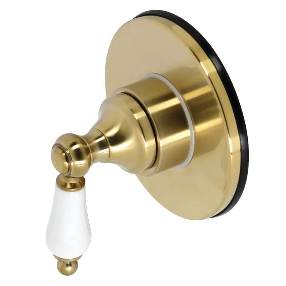 Kingston Brass Single-Handle 1-Hole Wall Mount Three-Way Diverter Valve with Trim Kit in Brushed Brass (1)