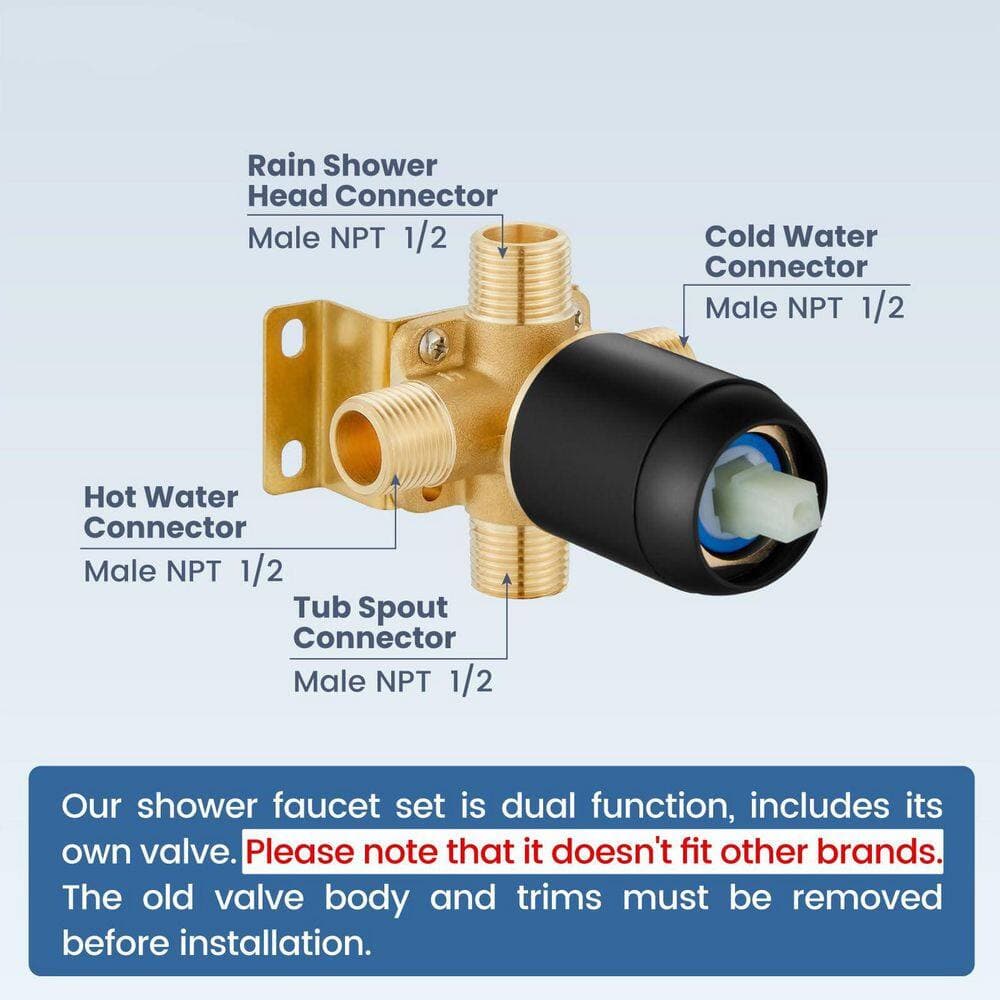 Helhom 8 in. Black Shower Faucet Set with Tub Spout, Bathtub Faucet Kit, Shower Tub Faucet Set, Complete Tub Shower Trim Kit (2)