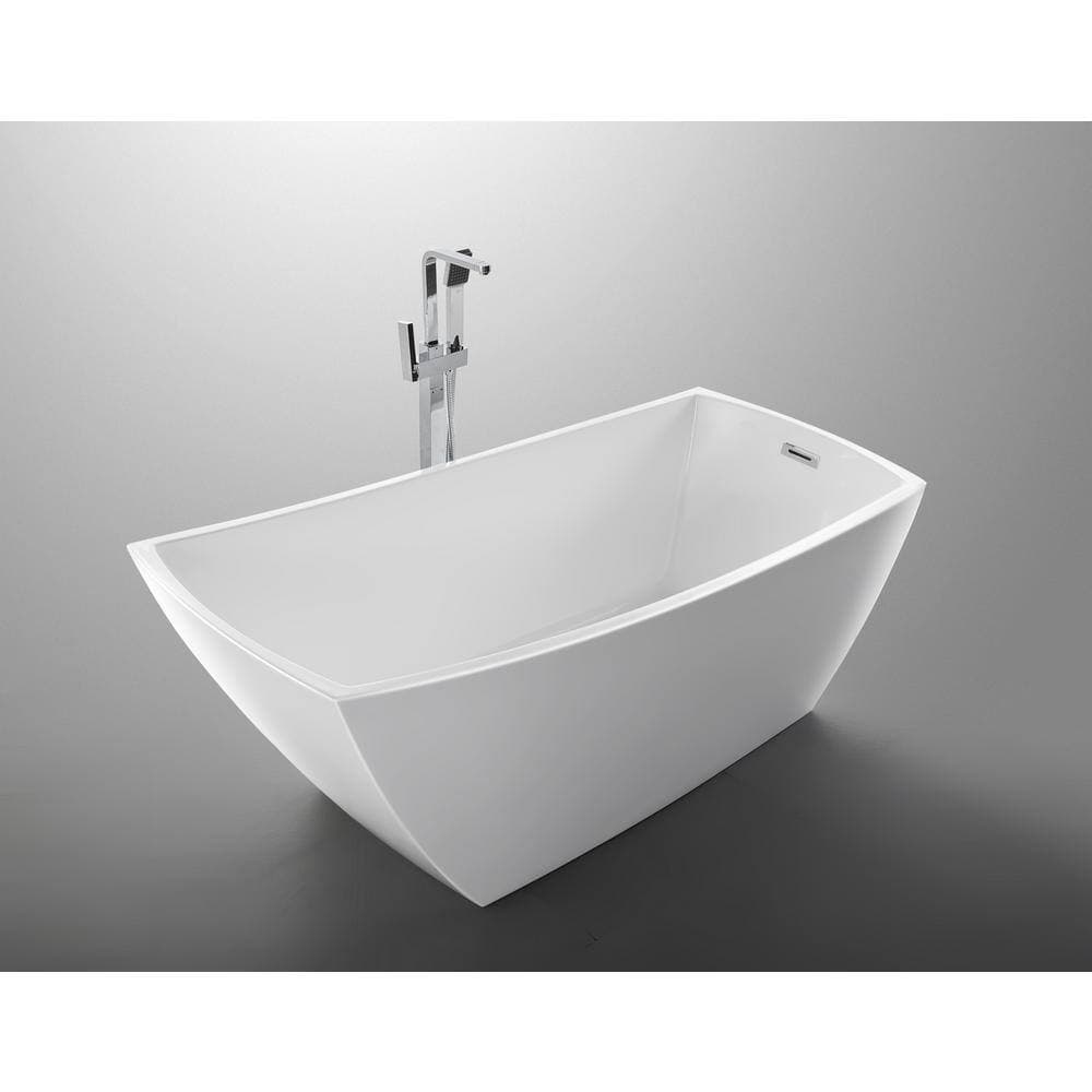 Bellaterra Home Albi 67 in. Acrylic Flatbottom Non-Whirlpool Freestanding Bathtub in Glossy White (2)