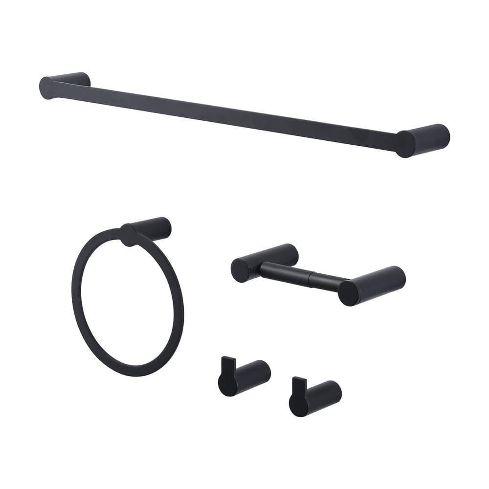 ARCORA Round 6 -Piece Bath Hardware Set Towel/Robe Hook with Mounting Hardware in Matte Black (1)