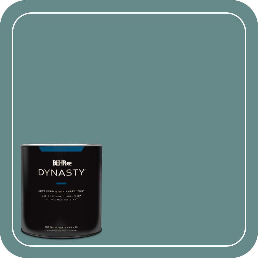 BEHR DYNASTY 1 qt. #S440-5 Tasmanian Sea One-Coat Hide Satin Enamel Interior Stain-Blocking Paint & Primer