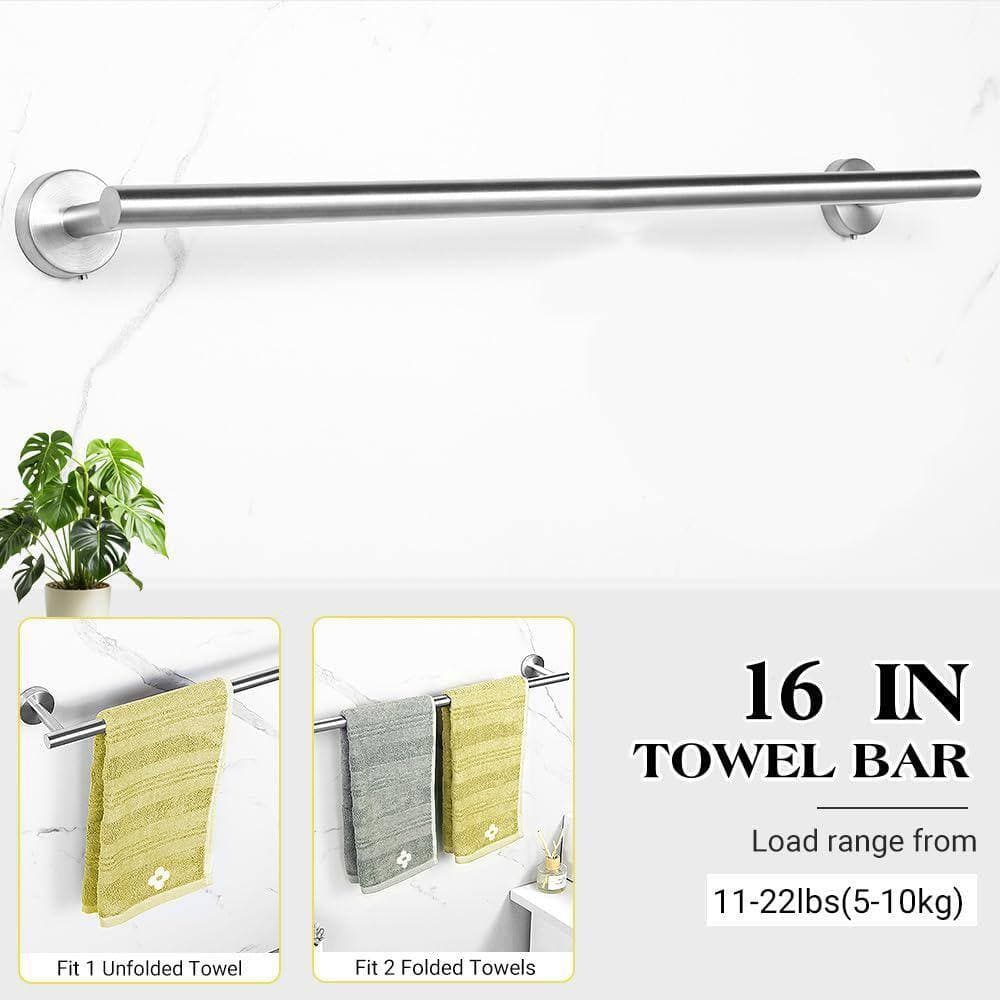 JFVKAF 5-Piece Bathroom Hardware Set with Towel Bar, Towel Ring, Toilet Paper Holder, 2 Robe Hooks in Silver (2)