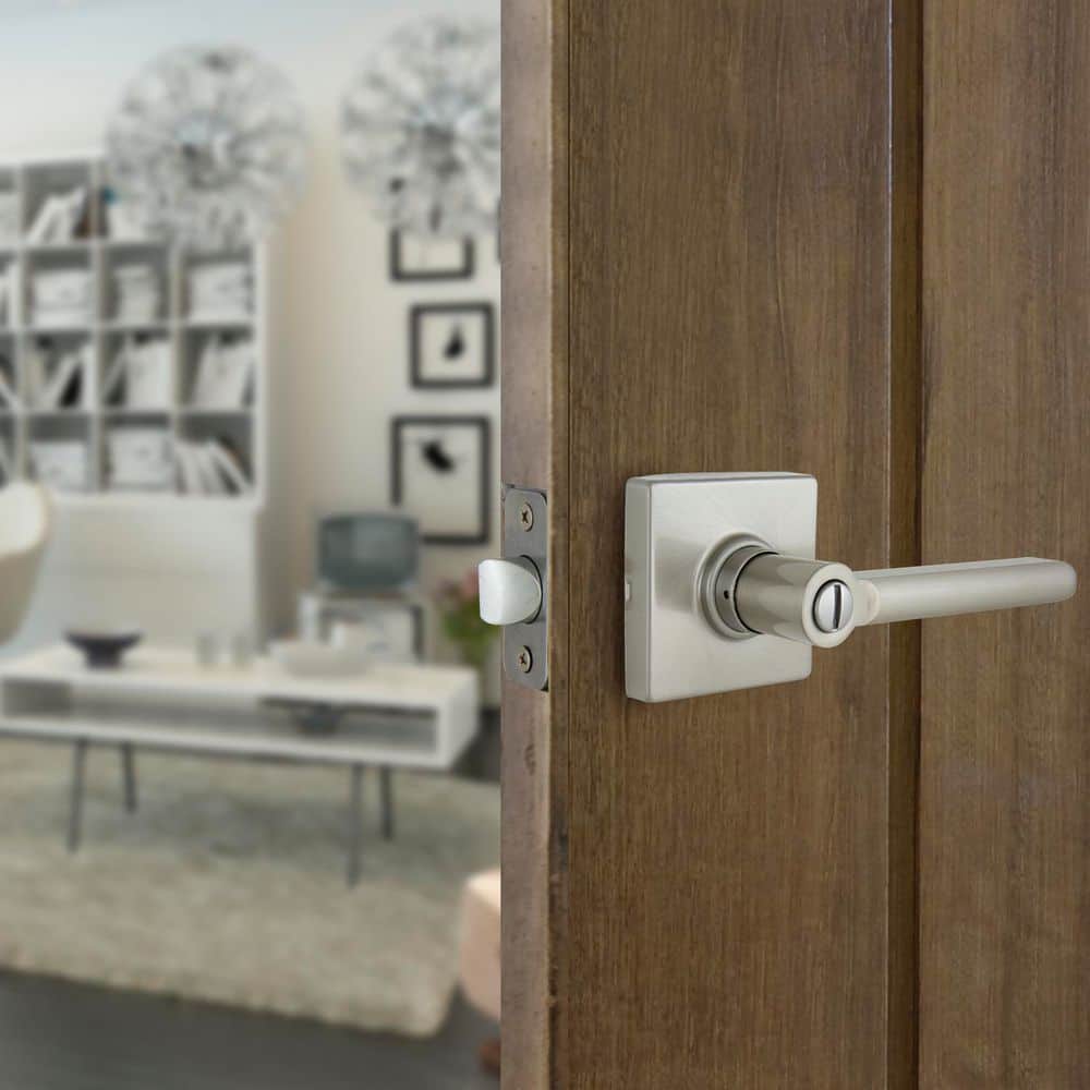 Defiant Tonebridge Satin Nickel Bed/Bath Privacy Door Handle with Square Rose Contractor Pack (6-Count) (2)