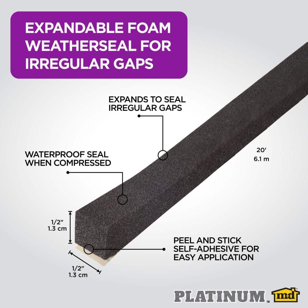 M-D Building Products 0.5 in. x 20 ft. Black Expandable Foam Weatherstrip (2)