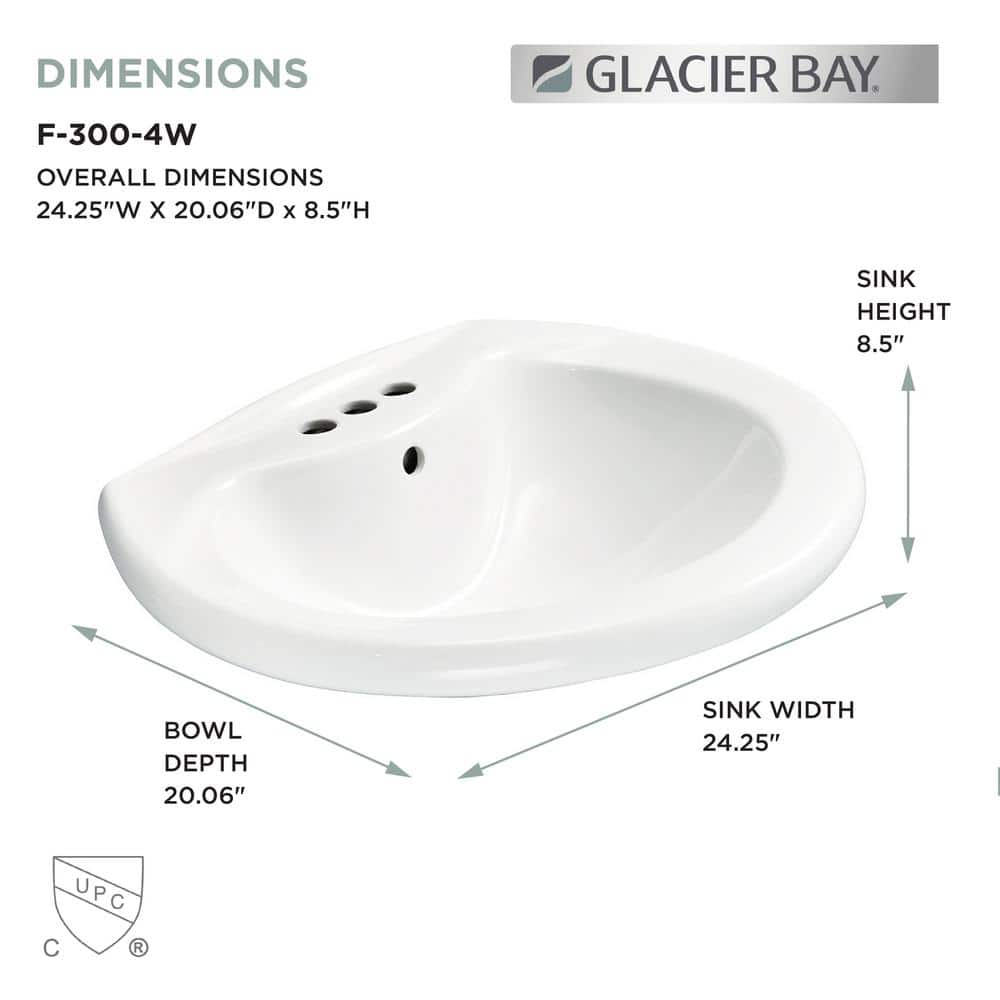 Glacier Bay Shelburne 8.2 in. Pedestal Sink Basin in White Vitreous China (3)