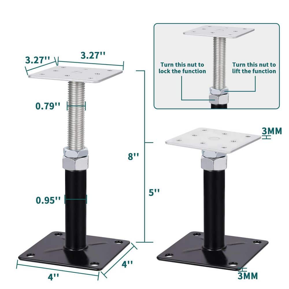 Laybus 5-8 in. Adjustable Floor Jack Post for Leveling and Temporary Support, Post Floor Joist Jacks, 5000 lbs. Capacity (2)