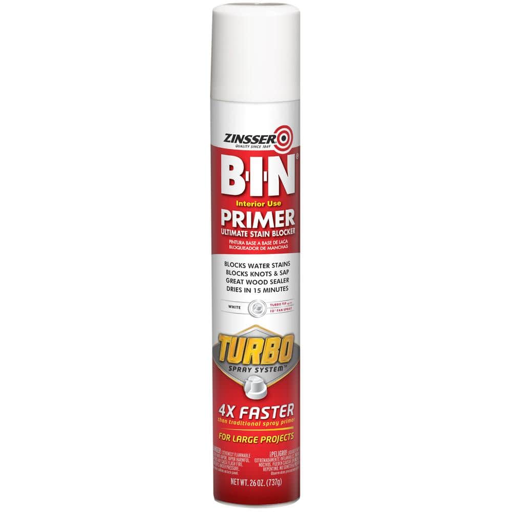Zinsser B-I-N 26 oz. Turbo White Shellac-Based Interior/Spot Exterior Primer and Sealer Spray (1)