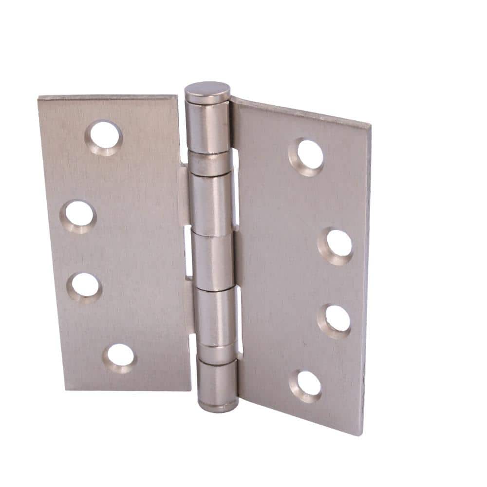 Everbilt 4 in. Square Radius Satin Nickel Commercial Grade with Ball Bearing Hinge