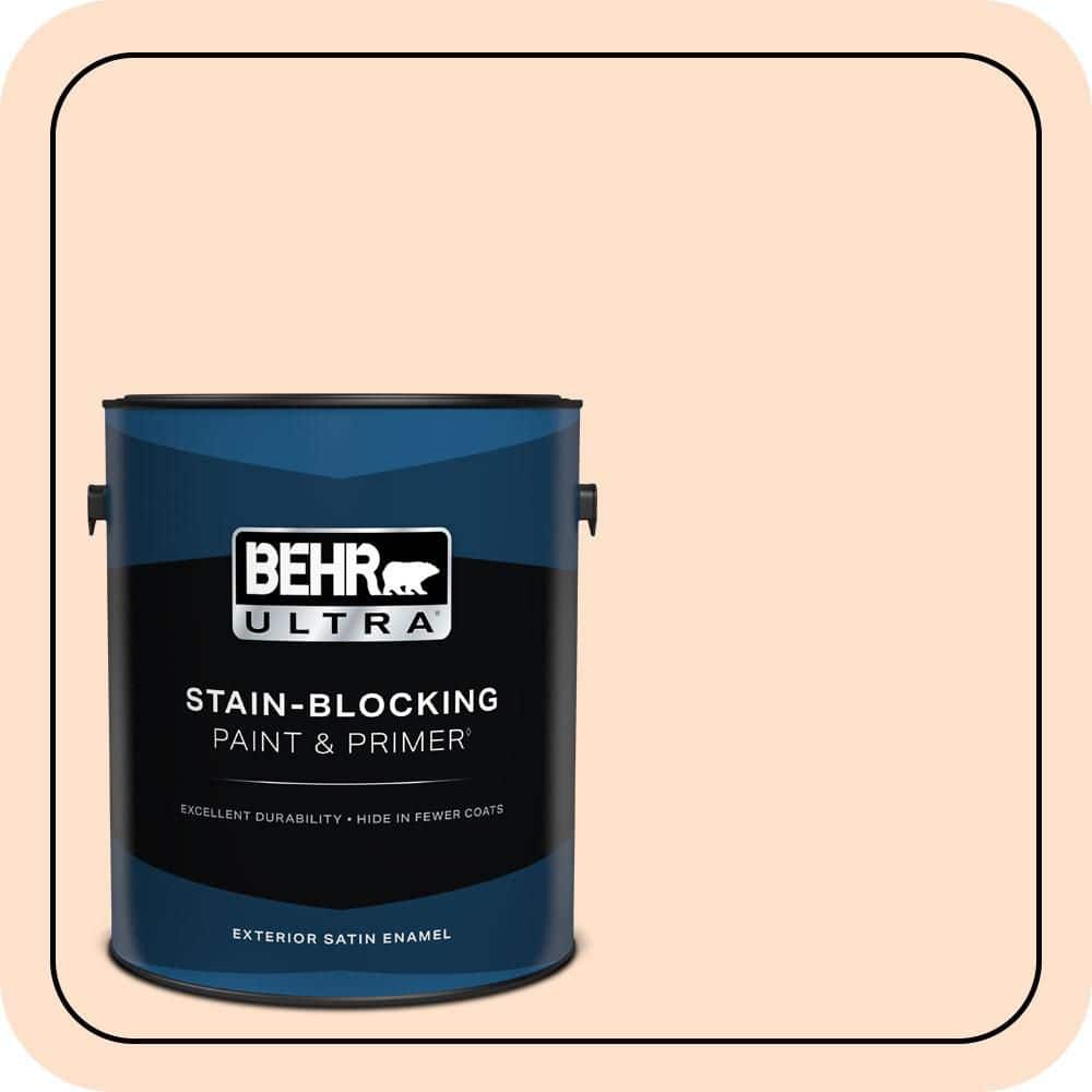 BEHR ULTRA 1 gal. #P200-1 Melted Marshmallow Satin Enamel Exterior Paint & Primer