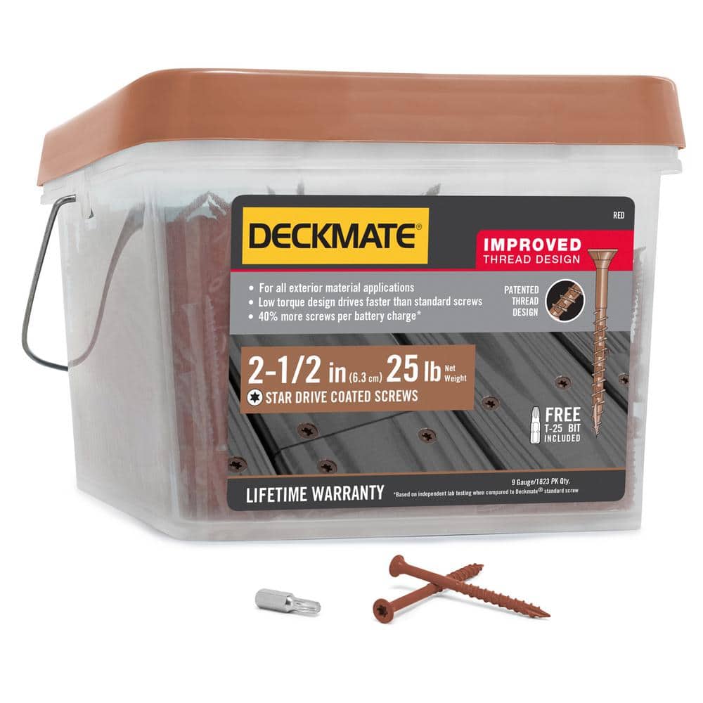 DECKMATE 9 x 2-1/2 in. Red Star Flat Head Wood Deck Screw 25 lb. Box (1823-Pieces)