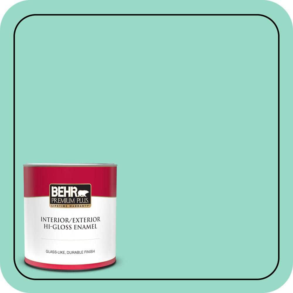 BEHR PREMIUM PLUS 1 qt. #MQ4-17 Pageant Green Hi-Gloss Enamel Interior/Exterior Paint & Primer