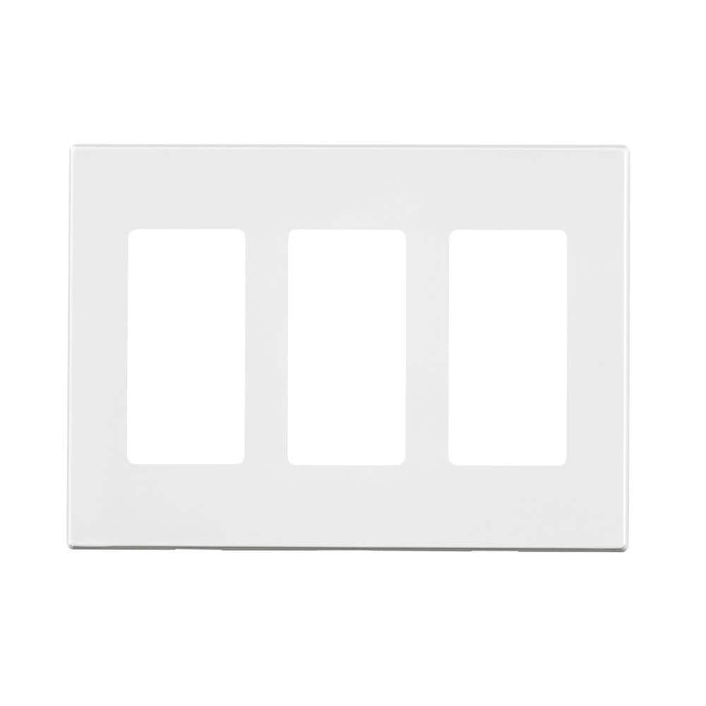 Leviton 3-Gang White Duplex Outlet/Receptacle Polycarbonate Standard Screwless Wall Plate (1-Pack) 80311-W