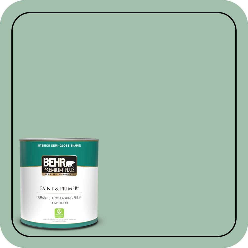 BEHR PREMIUM PLUS 1 qt. #MQ6-13 Spring Reflection Semi-Gloss Enamel Low Odor Interior Paint & Primer