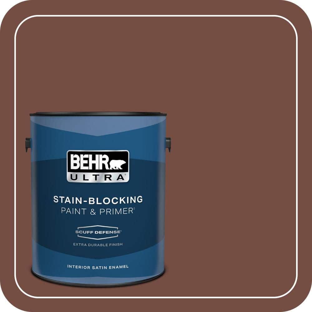 BEHR ULTRA 1 gal. #MQ1-62 Leather Clutch Extra Durable Satin Enamel Interior Paint & Primer