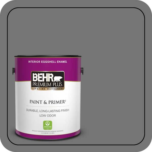 BEHR PREMIUM PLUS 1 gal. #N520-5 Iron Mountain Eggshell Enamel Low Odor Interior Paint & Primer (2)