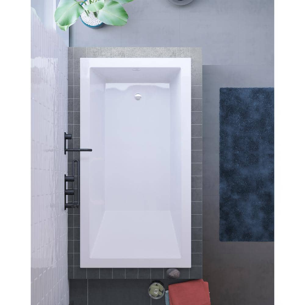 Swiss Madison Voltaire 54 in. L Acrylic Rectangular Drop-in Reversable Bathtub in Glossy White (1)