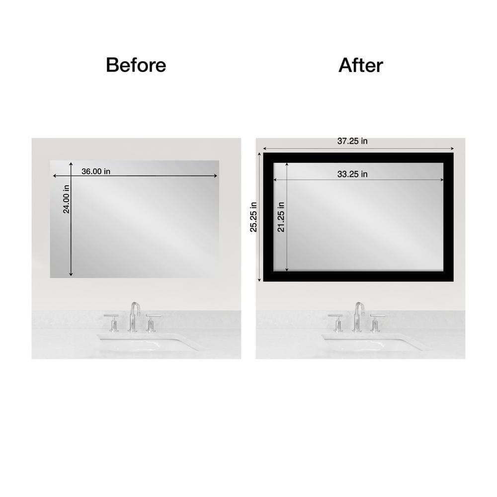 Amanti Art Mirror Makeover Brushed Black 25.25 in. W x 37.25 in. H Bathroom Mirror Frame Border Kit-Fits a 24 x 36 Mirror (2)