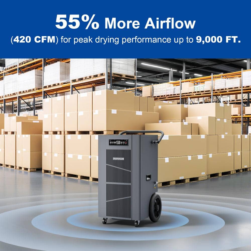 KucyBor 320 pt. 9000 sq.ft. Commercial Dehumidifier with Pump for Large Spaces, Warehouse, Grow Room, Water Damage Restoration (3)