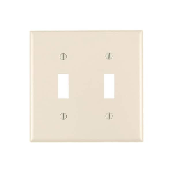 Leviton 2-Gang Light Almond Toggle Plastic Standard Wall Plate (1-Pack) 78009-T (2)