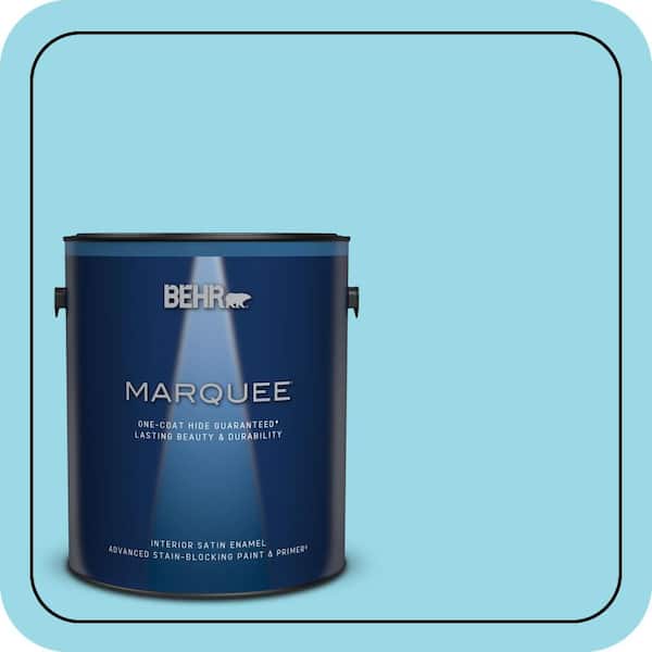 BEHR MARQUEE 1 gal. #P480-3 Cool Water Lake Satin Enamel Interior Paint & Primer (2)