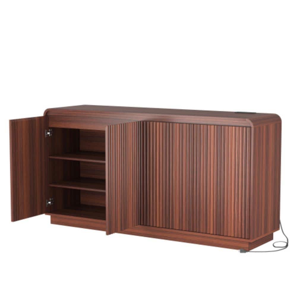 Unbranded 59.1 in. W x 15.7 in. D x 30.7 in. H Bathroom Dark Brown Linen Cabinet