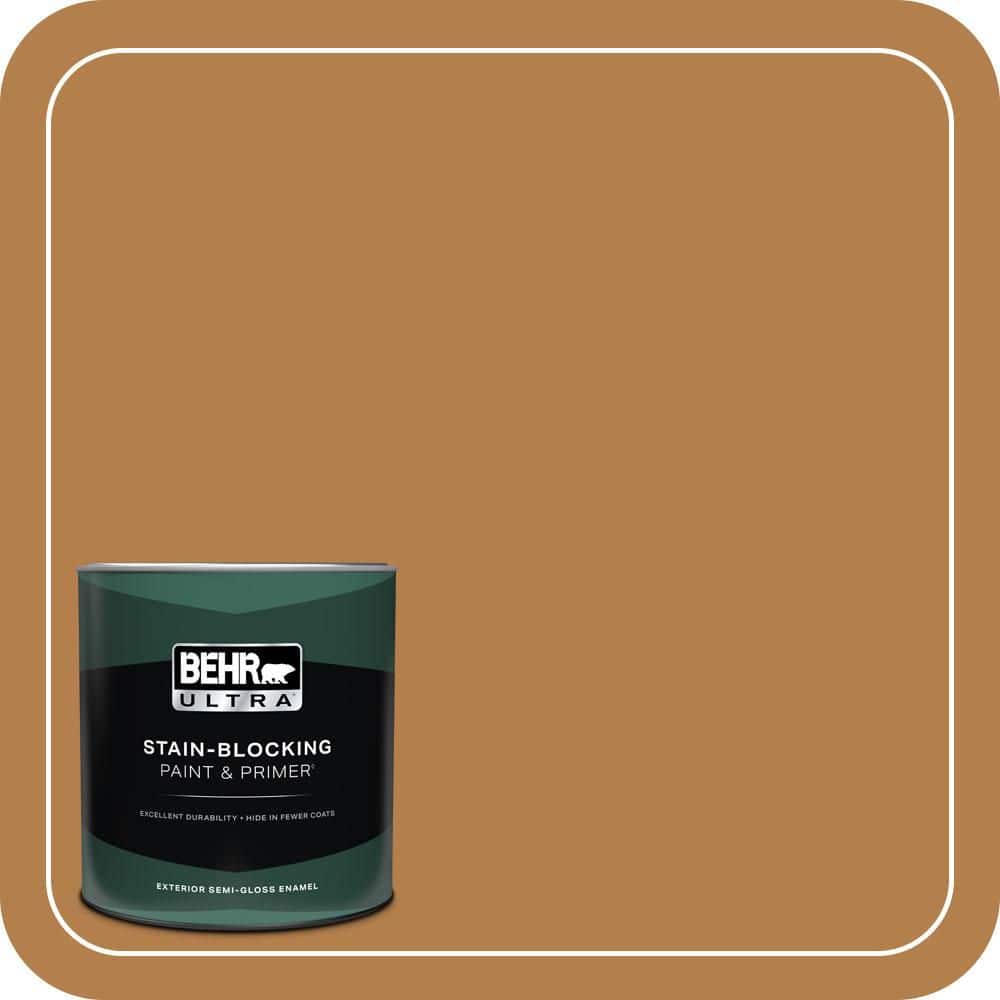 BEHR ULTRA 1 qt. #PMD-106 Caramel Sauce Semi-Gloss Enamel Exterior Paint & Primer