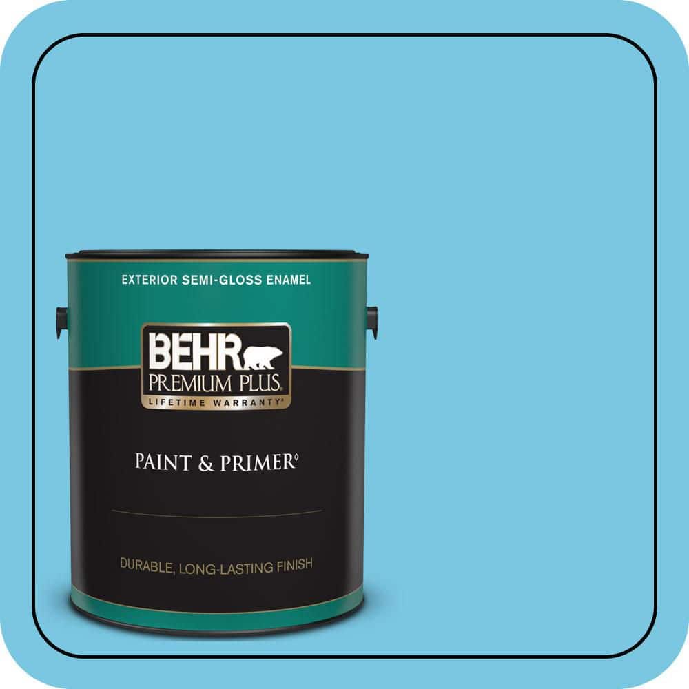 BEHR PREMIUM PLUS 1 gal. #530B-4 Bliss Blue Semi-Gloss Enamel Exterior Paint & Primer