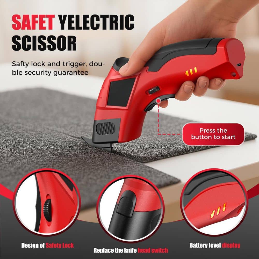Laybus 2000mAh Cell 12000RPM High-Power Box Cutter with Dual Blades and Safety Lock, Electric Scissors, High-Speed Cutting (3)