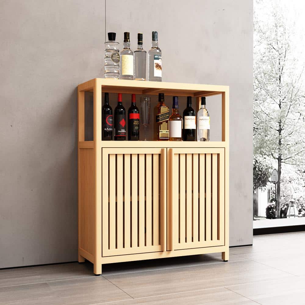 Tenleaf 24.57 in. W x 10.75 in. D x 32.09 in. H Brown Bamboo Linen Cabinet for Bathroom Living Room Kitchen Study Porch (2)