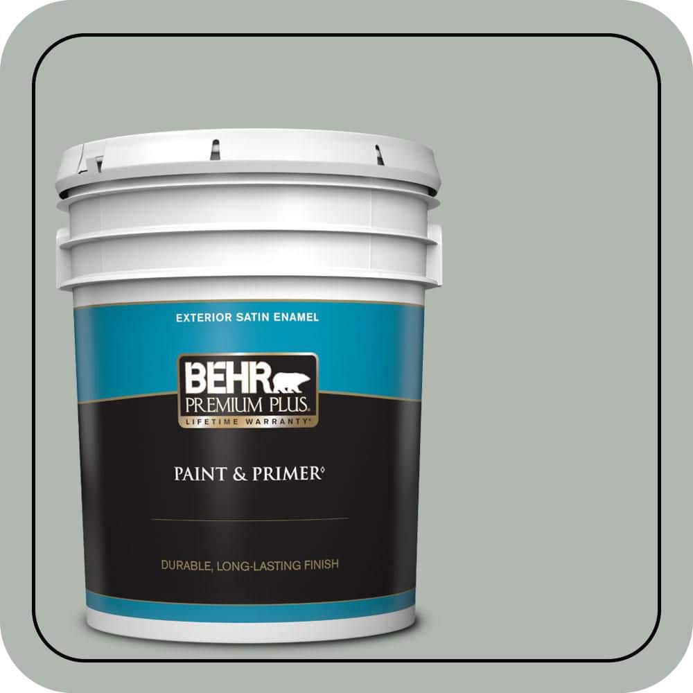 BEHR PREMIUM PLUS 5 gal. #PPU12-14 Verdigris Satin Enamel Exterior Paint & Primer