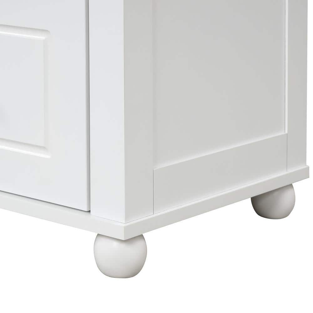 Unbranded 23 in. W x 16 in. D x 61 in. H White MDF Linen Cabinet with Adjustable Shelf and Drawer (3)